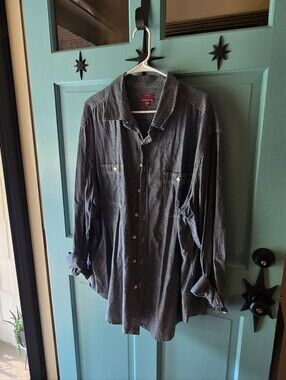 Merona Dark Chambray Button-Up Shirt with Red Label